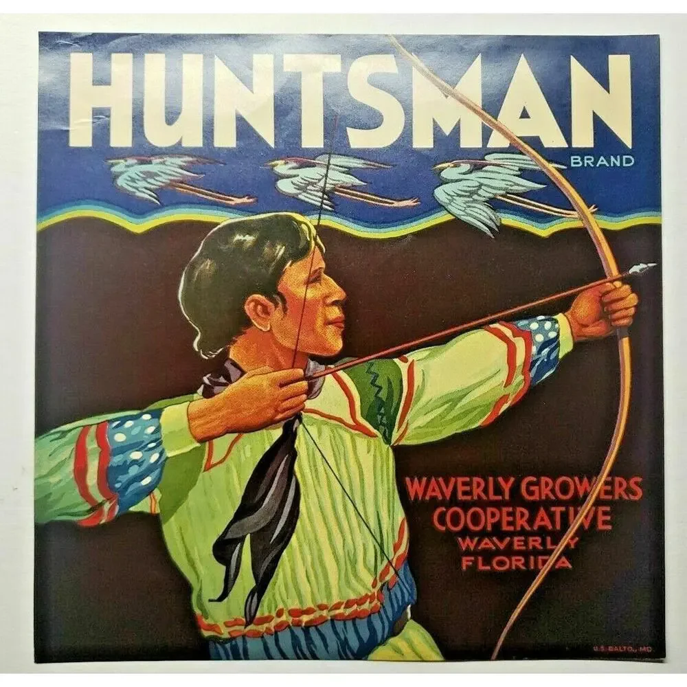 Vintage‎ Huntsman Original 1940s Waverly, Florida Vegetables Crate Label (B-2)